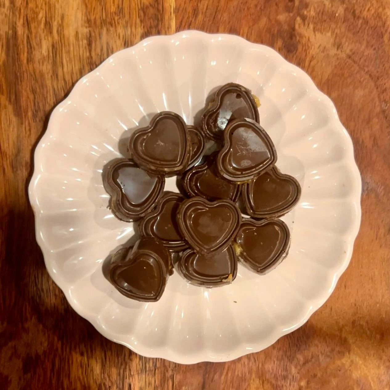 Keto & Dairy Free Peanut Caramel Chocolate Valentine's Hearts