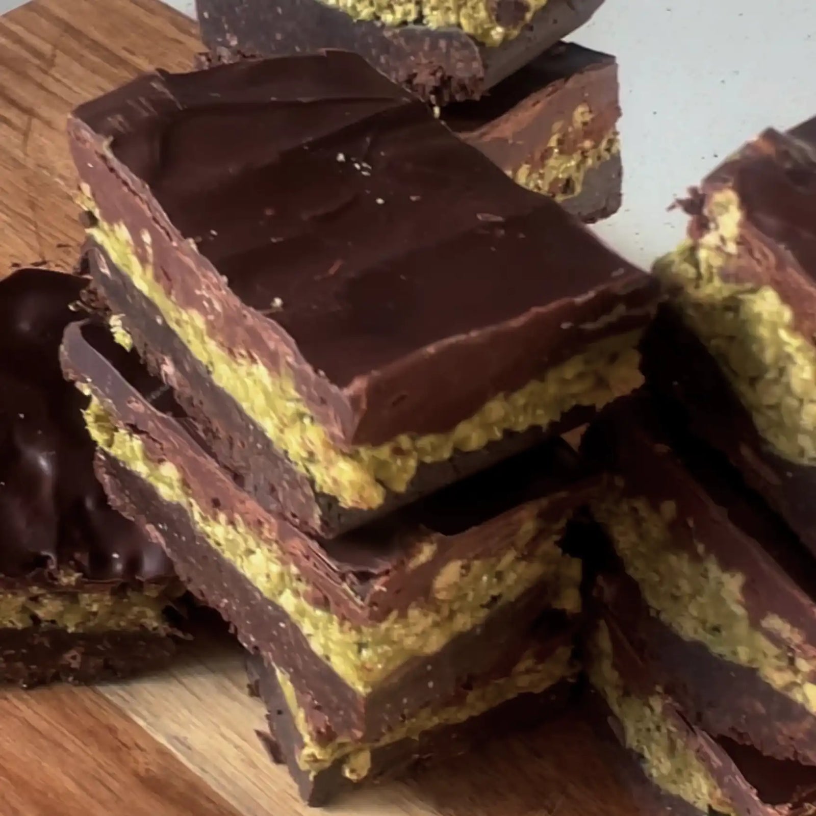 high protein dubai inspired pistachio brownie