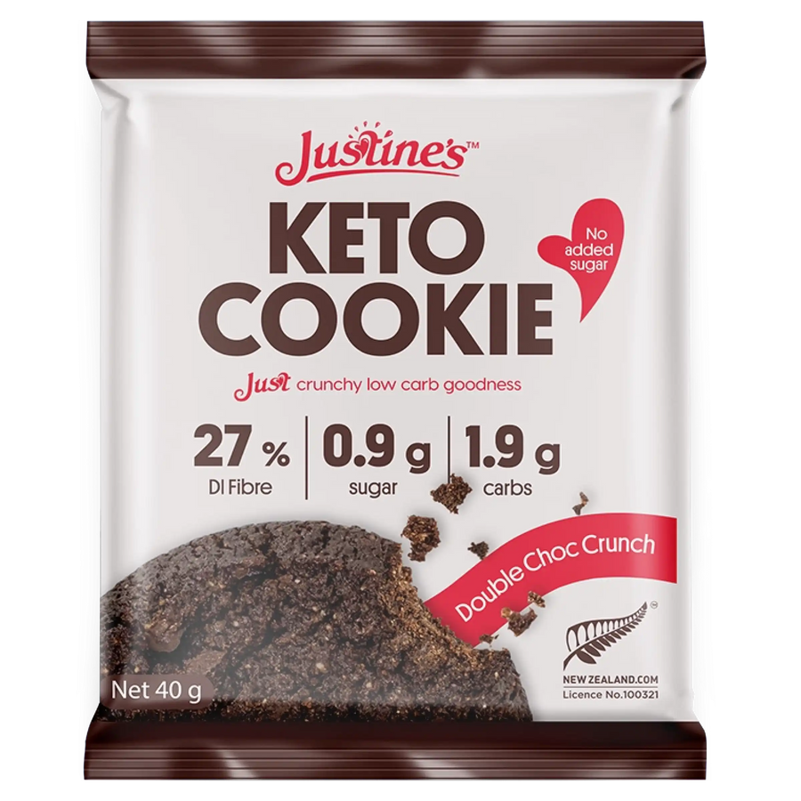 Justine's Keto Double Choc Crunch 40g front