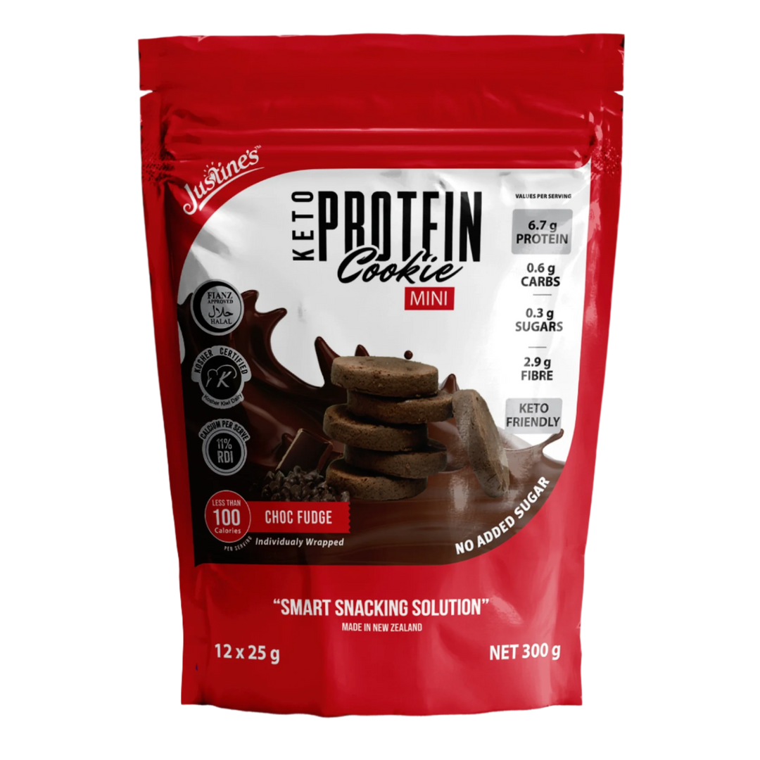 Justine's Keto Choc Fudge Mini Protein Cookie Pouch 300g