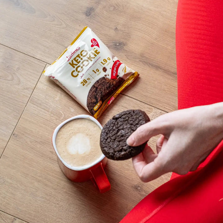 Keto afghan crunch cookie with coffee