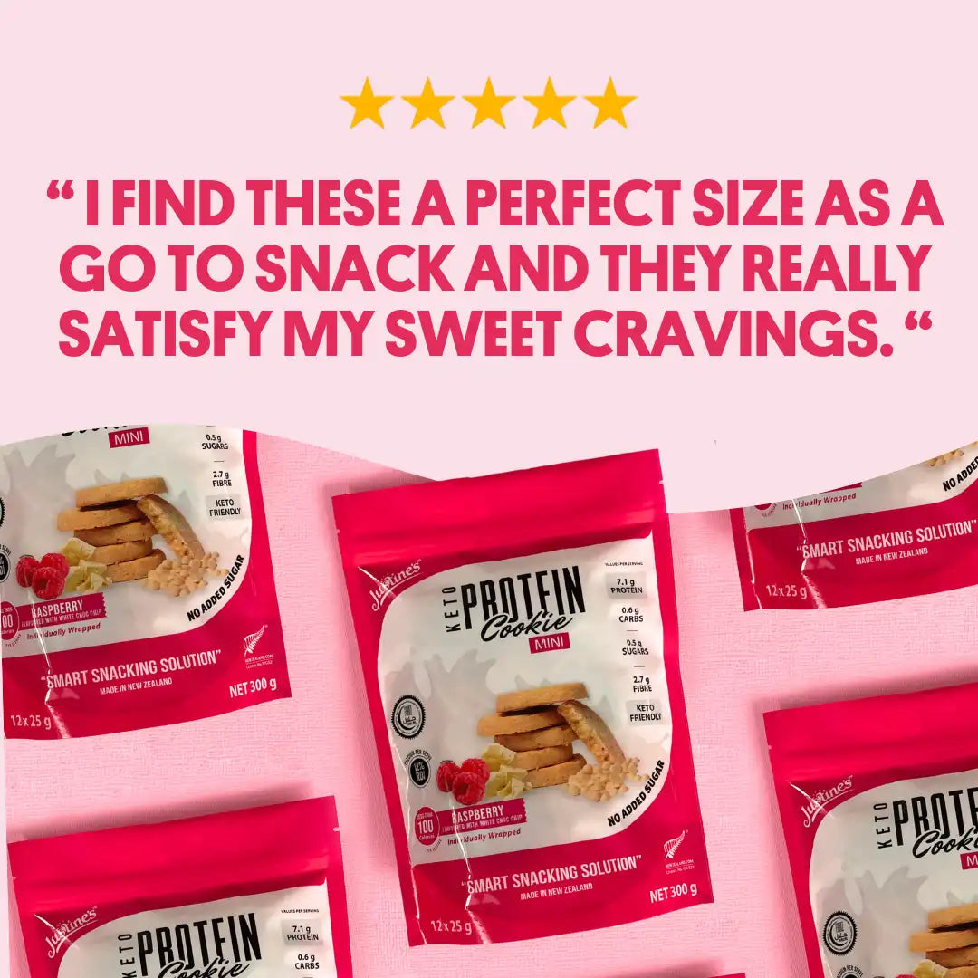 mini raspberry white choc protein cookie 5 star review