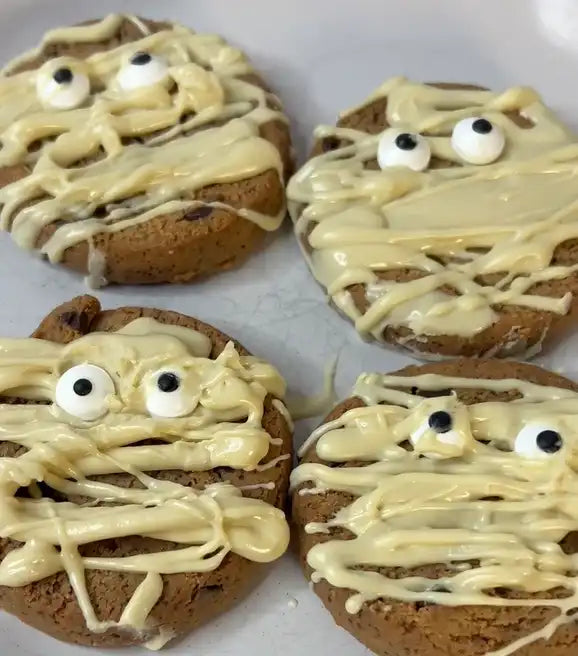 Halloween Mummy Mini Protein Cookies