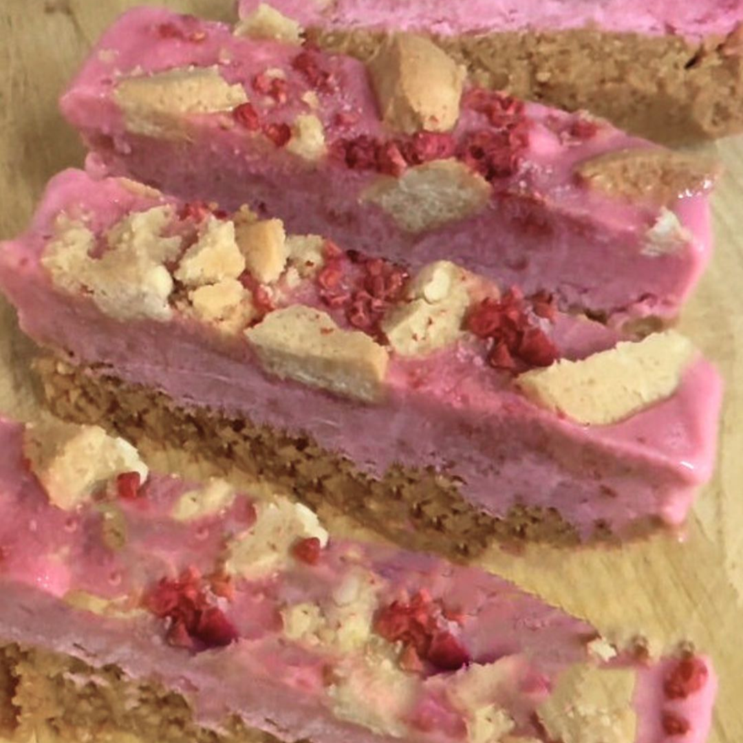 Raspberry Ice Cream Cookie Bars (Keto Friendly, High Protein!)