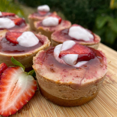 Mini Strawberry Keto Protein Cheesecakes