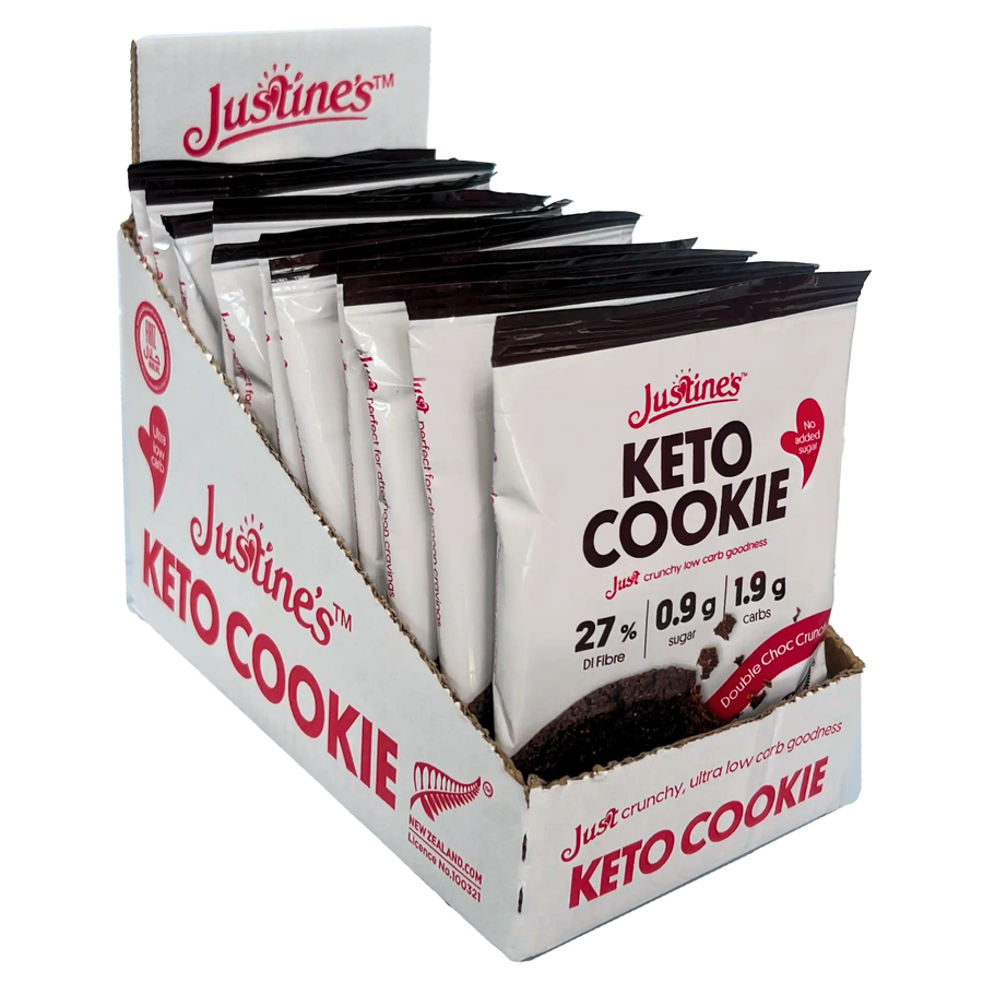 Justine's Keto Double Choc Crunch 40g x 12 Cookies To A Box