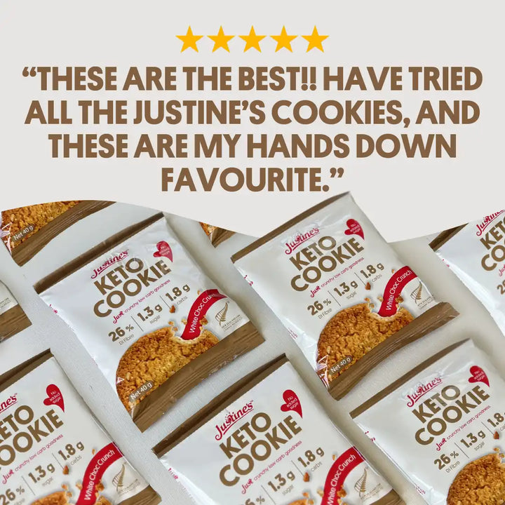 Justine's Keto White Choc Crunch Cookie featured review