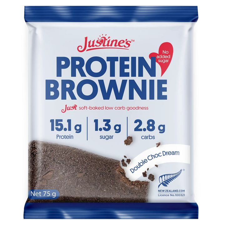 Justine's Keto Double Choc Dream Protein Brownie 75g front