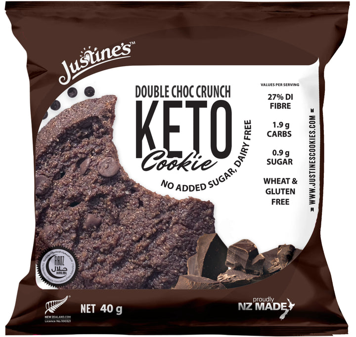 Justine's Keto Double Choc Crunch 40g front