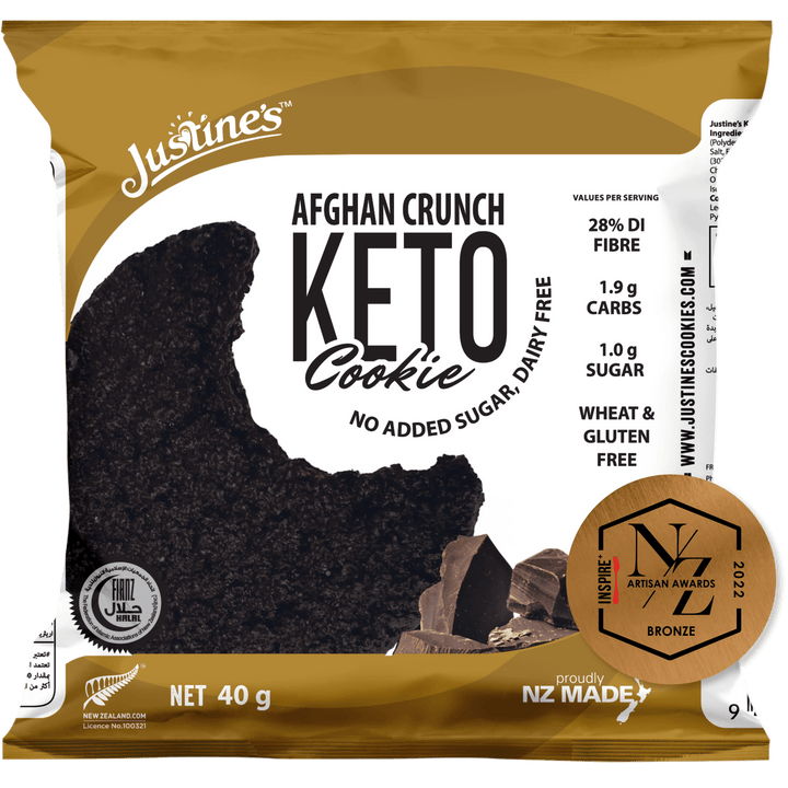 Box of 12 x Justine's Keto Afghan Crunch Cookie 40g