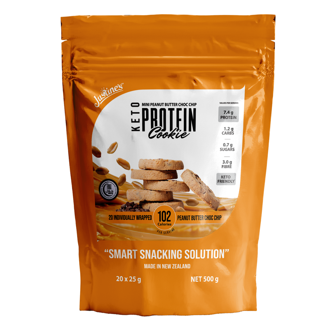 Justine's Keto Peanut Butter Choc Chip Mini Protein Cookie Pouch 500g