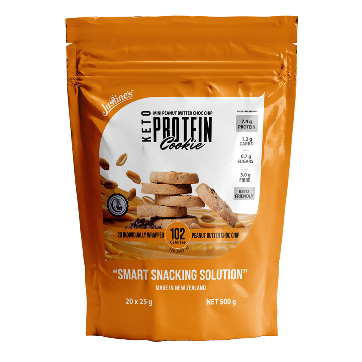 Justine's Keto Peanut Butter Choc Chip Mini Protein Cookie Pouch 500g