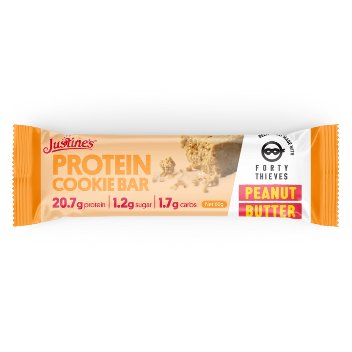 Justine's Protein Cookie Bar with Forty Thieves Peanut Butter - Front