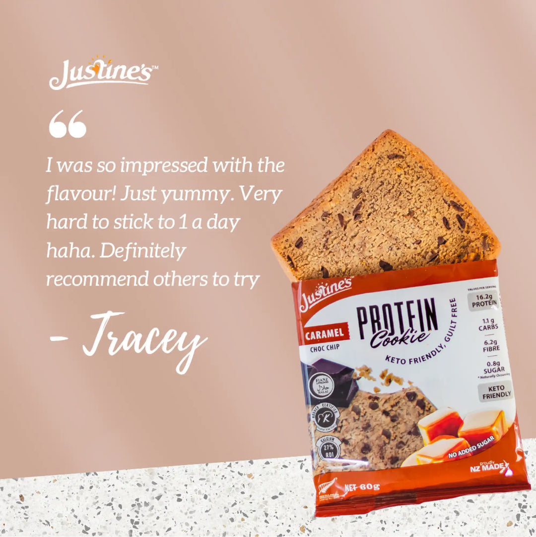 Justine's Keto Caramel Dark Choc Chip Protein Cookie customer review