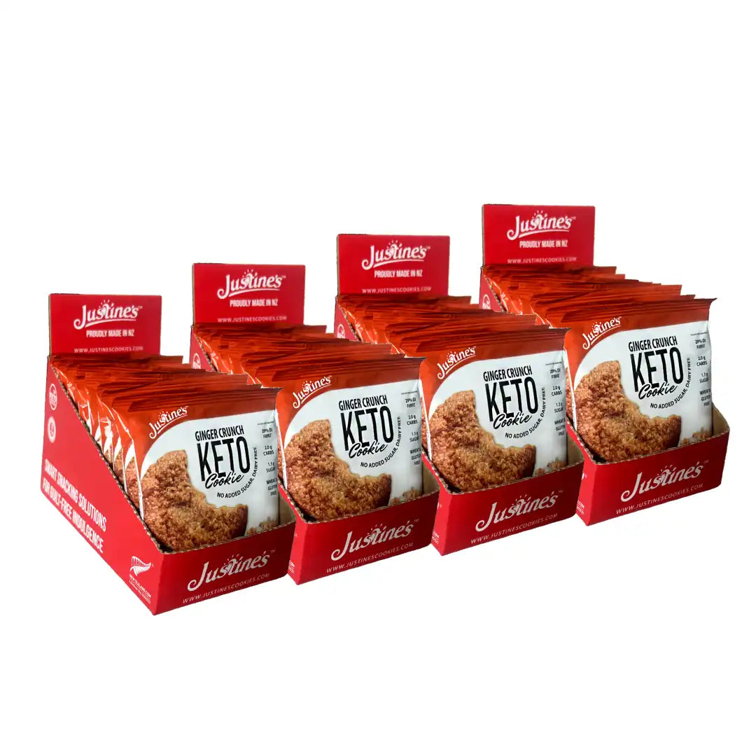 Justine's Keto Crunch Cookie Ginger 40g  - 4 Boxes of 12