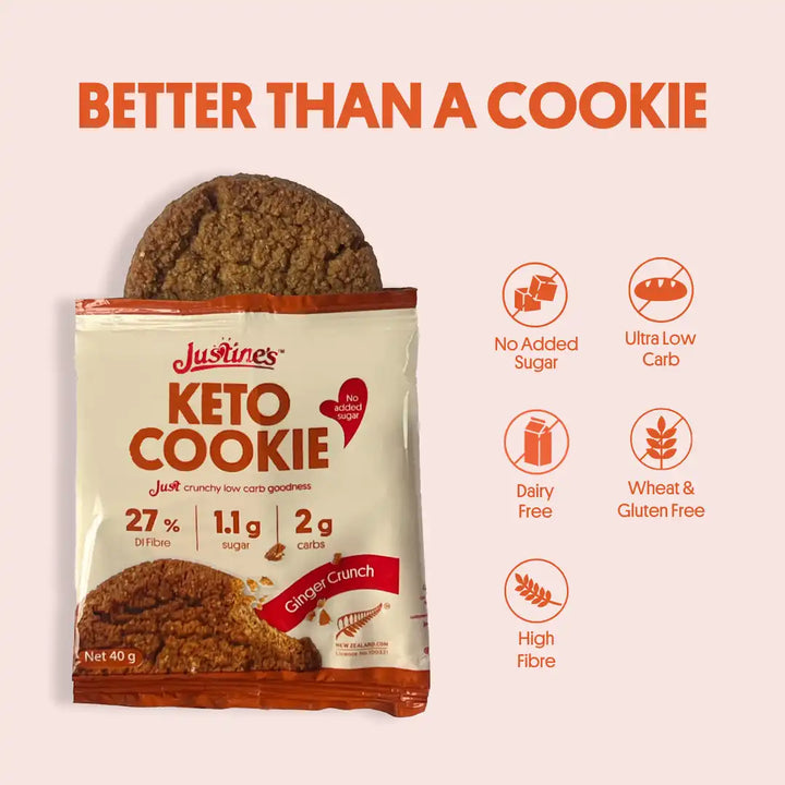 Justine's Keto Crunch Cookie Ginger 40g  - Box of 12