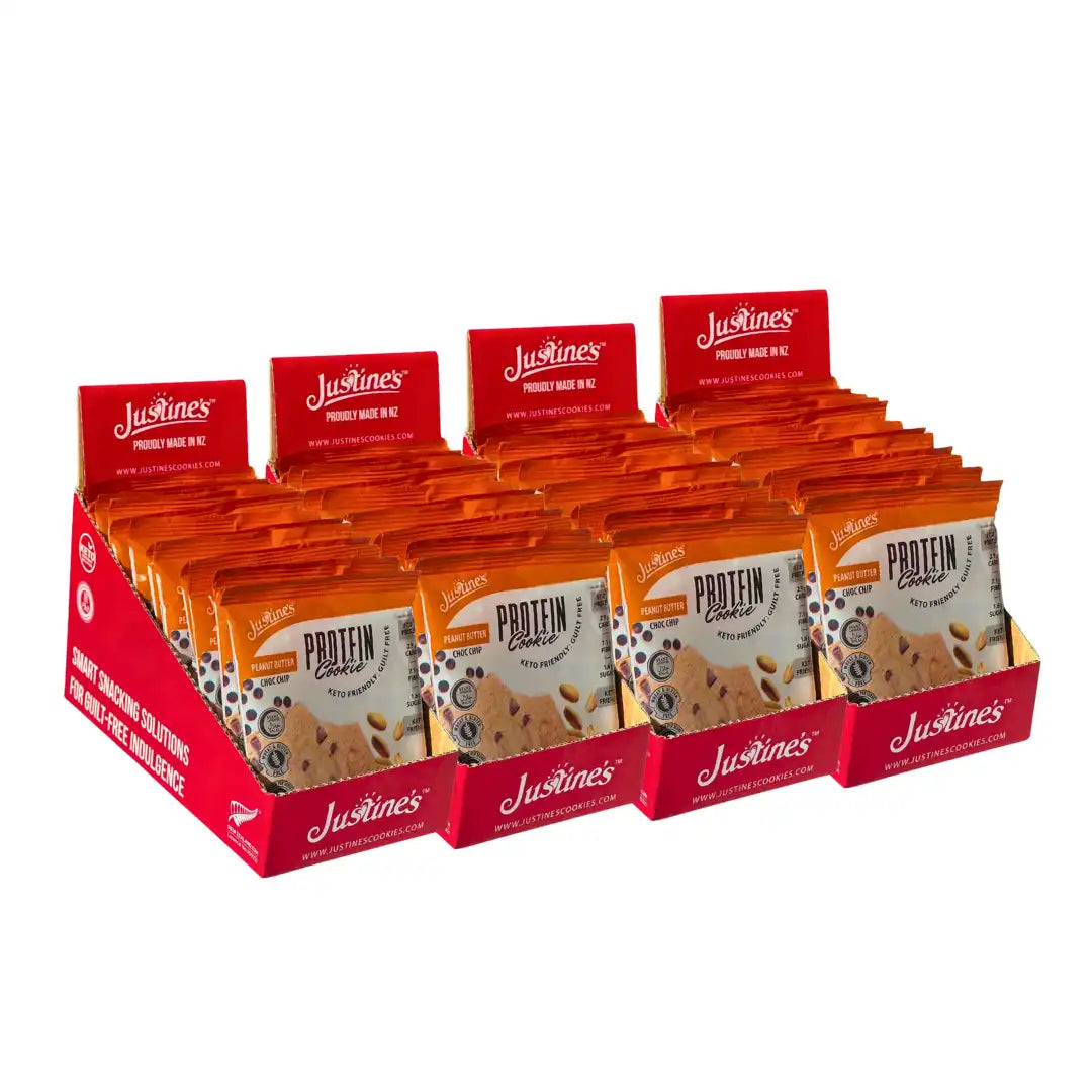 Justine's Protein Cookie Peanut Butter Choc Chip 60g  - 4 Boxes of 12