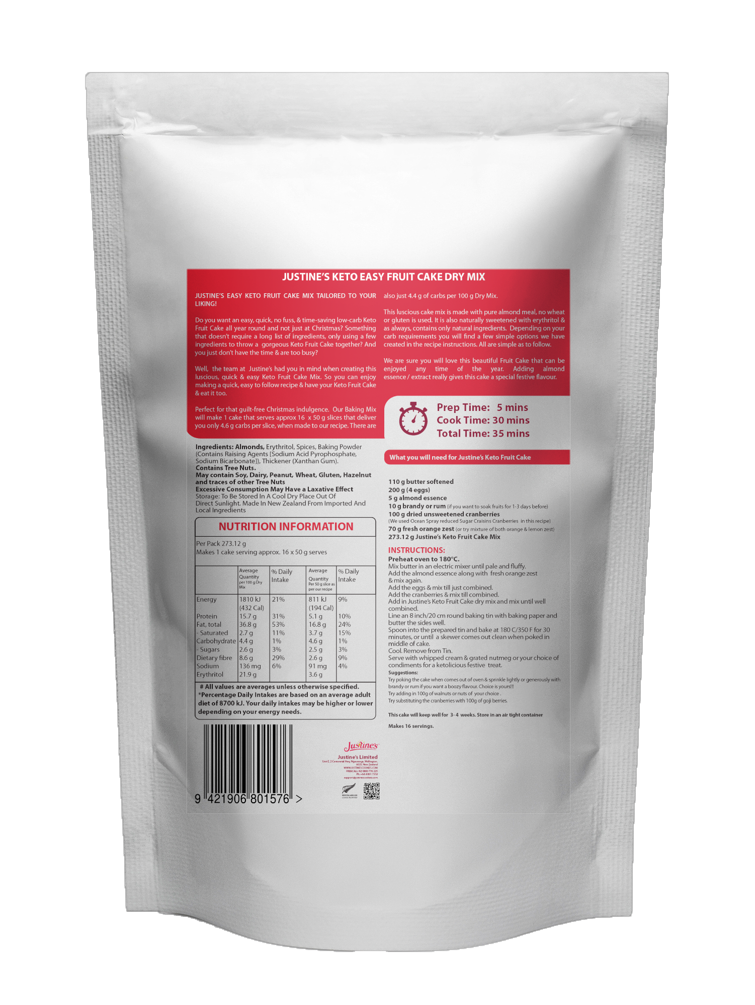 Justine's Keto Fruit Cake Mix