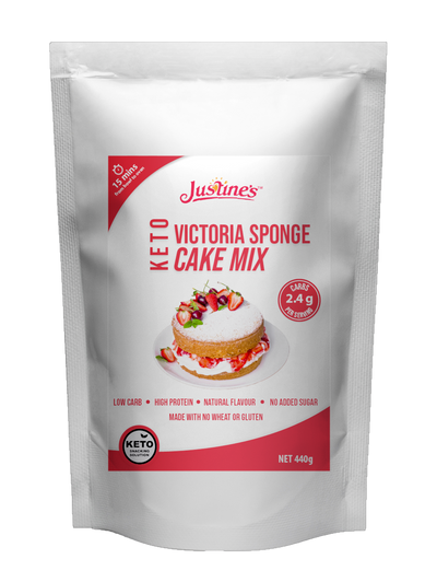 Justine's Low Carb Keto Victoria Sponge cake - Front pouch